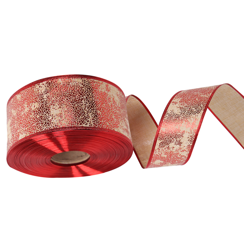 Cinta de regalo de Navidad cinta poliéster hoja de arce ELK árbol de Navidad para hornear pastel bolsa decoración arco cinta
