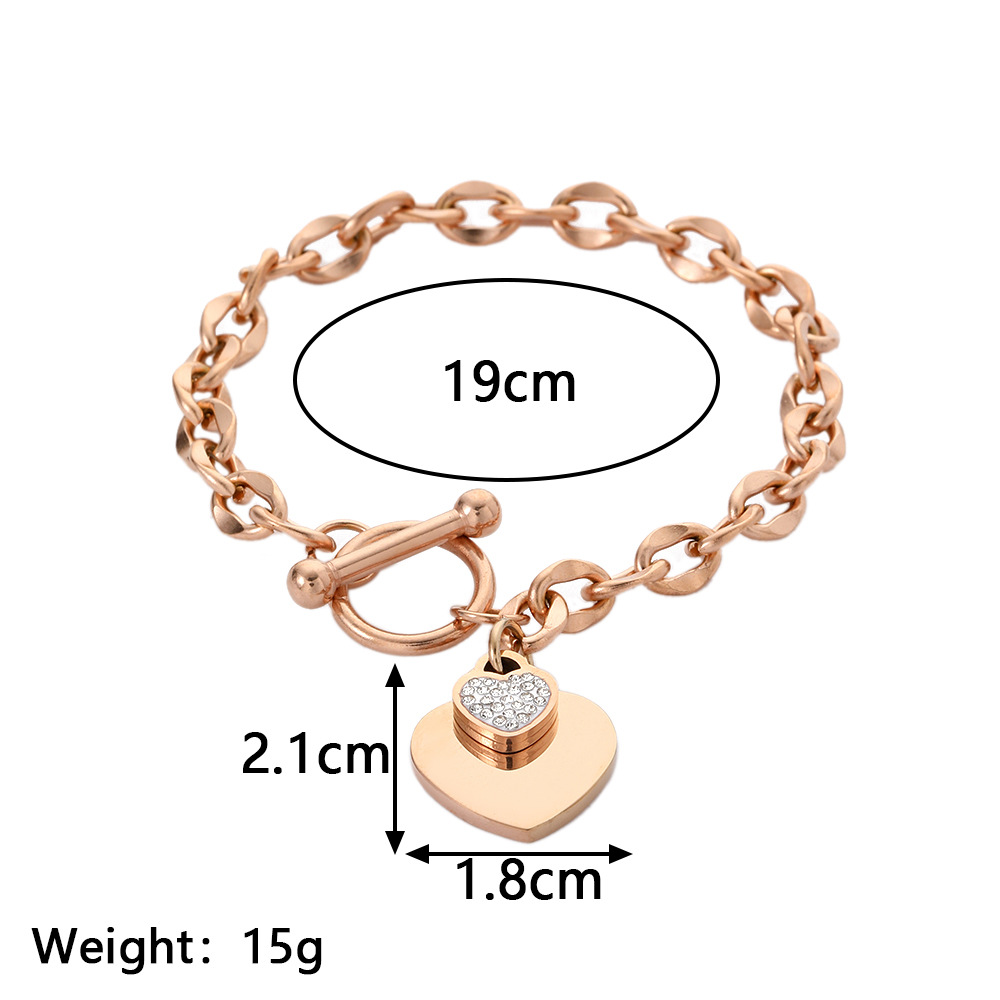 Fashion Round Heart Shape Titanium Steel Bracelets Inlay Zircon Stainless Steel Bracelets
