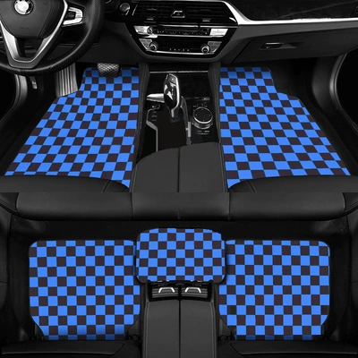 Car Floor Mats Wear-Resistant Manufacturers – Universal Foot Pad - black-and-blue-full-car-five-piece-set