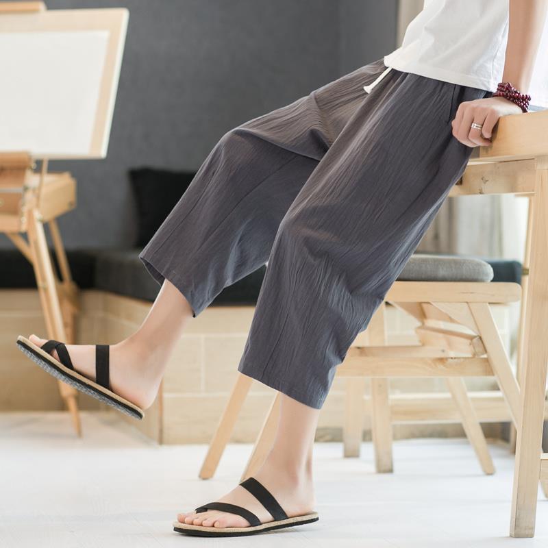 Pantalones de lino pantalones cortos para hombres pantalones cortos de verano Pantalones delgados de lino de algodón Pantalones deportivos casuales pantalones sueltos rectos
