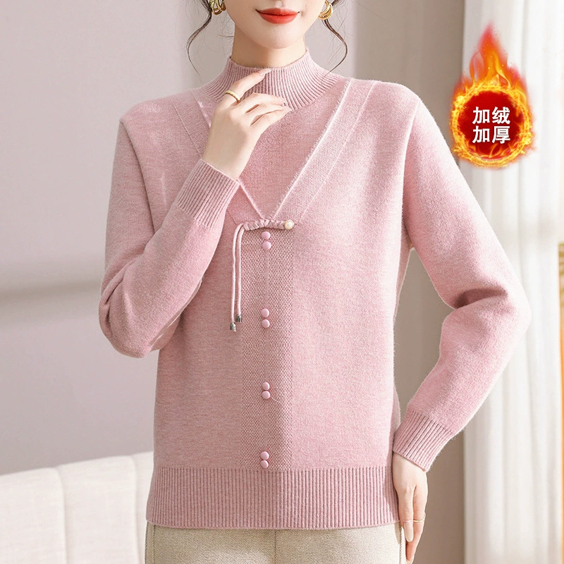 2024 мама осень-зима новый свитер трикотажный топ среднего и пожилого возраста