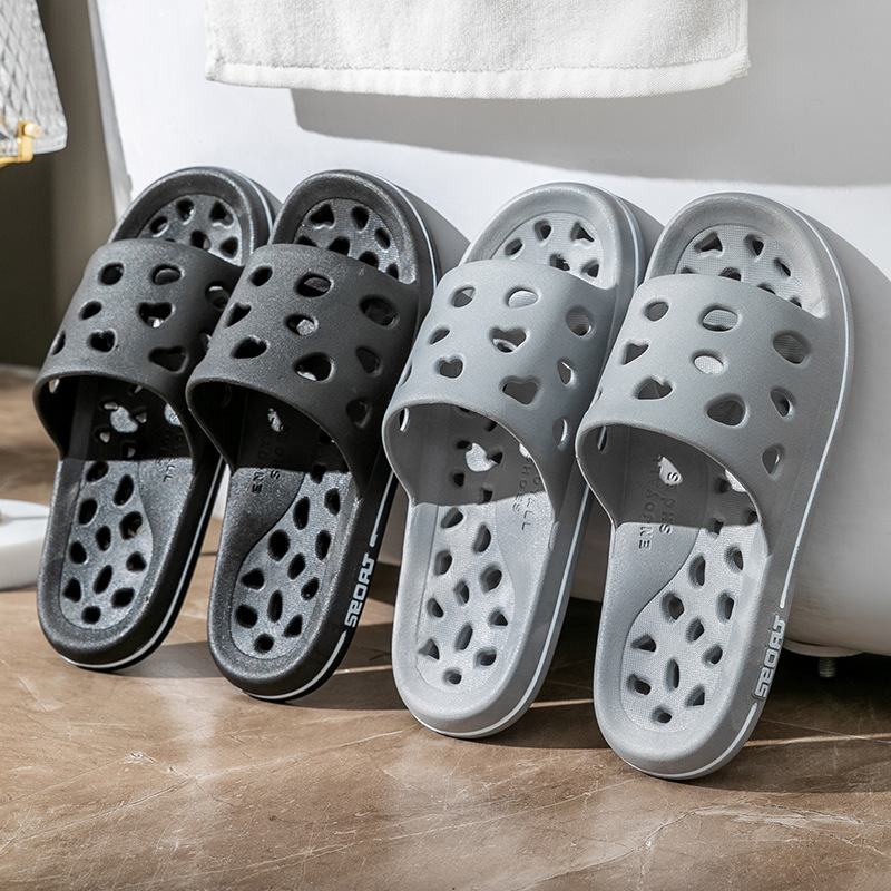 Bathroom Slippers Men's Summer plus size Non-Slip Water Leakage Quick-Dry Hollow Indoor Lovers Thick Slippers Women's Summer