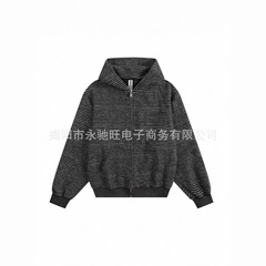 时尚潮流夏款美式水洗个性图案长袖连帽卫衣日系潮流高级感外套男