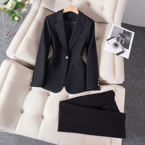 Black suit suit for women, high-end spring new professional wear, formal temperament, slim suit jacket, work clothes