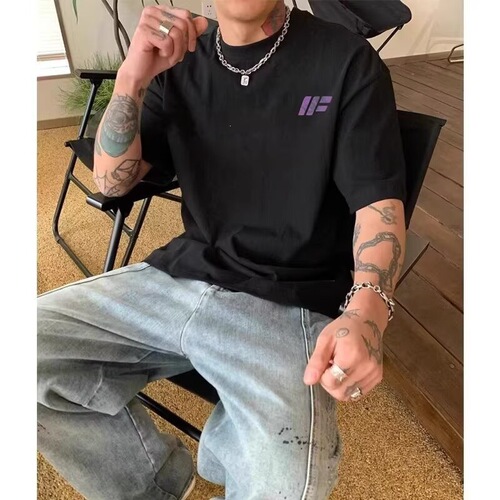 American oversized short-sleeve T-shirt for men, trendy brand summer new fashion, Instagram-style, Hong Kong style, half-sleeve loose top clothing