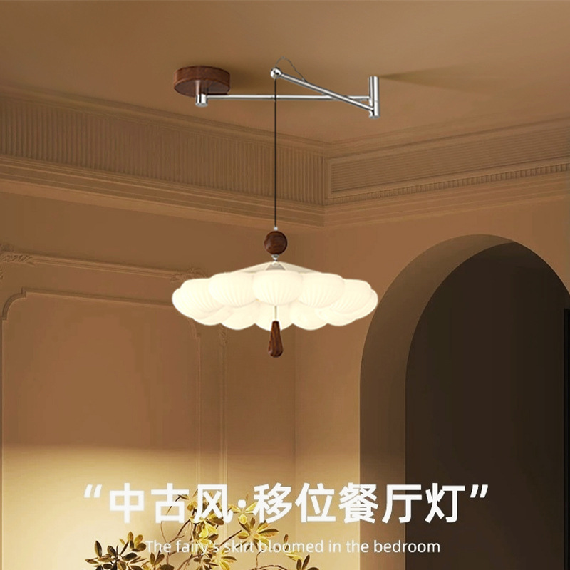 2025 New Restaurant Chandelier American Retro Walnut Color Movable Arm Bedroom Study Ceiling Lamp 2025 New Restaurant Chandelier American Retro Walnut Color Movable Arm Bedroom Study Ceiling Lamp