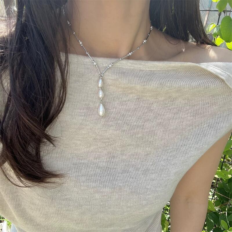 Colar de pérolas de luxo com fecho magnético para mulher_voghion.com