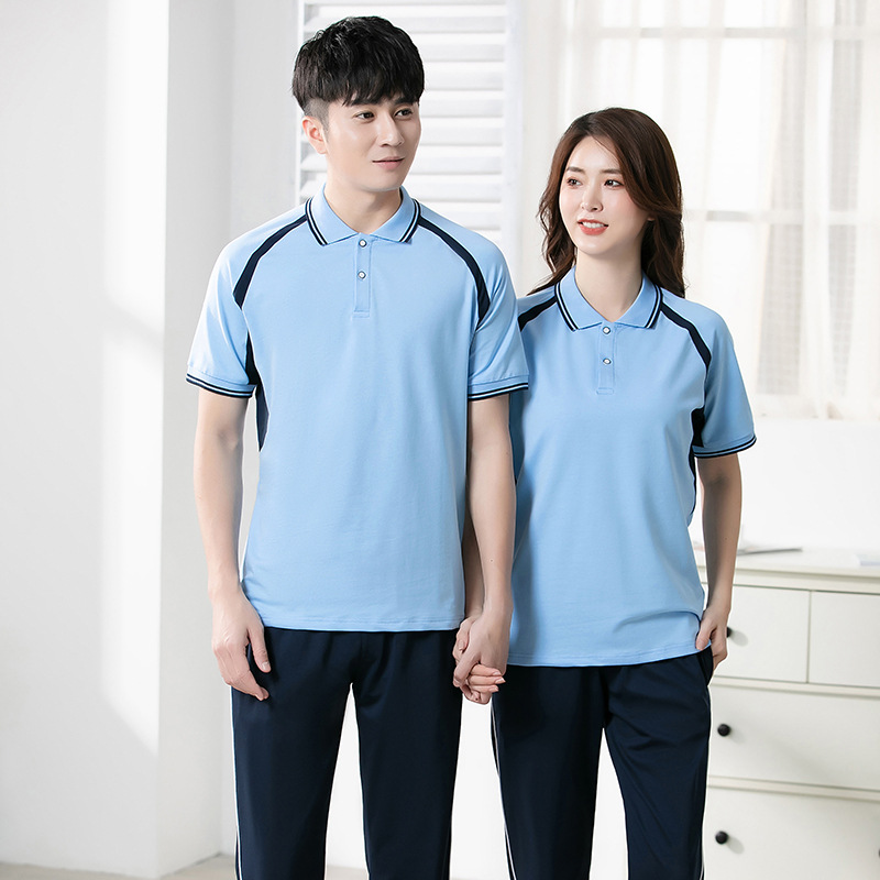 Spring and summer Primary and secondary school students Short sleeved school uniform suit sports meeting Class clothes Community service customized high school school uniform wholesale