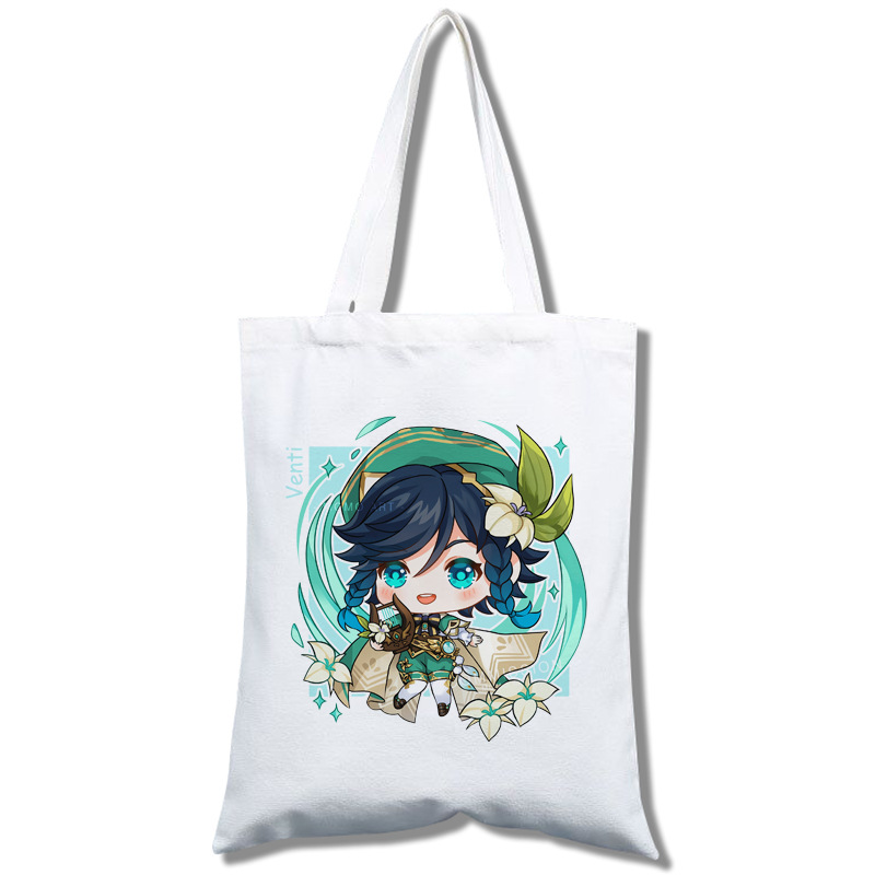 跨境速卖通 动漫原神 男女学生大容量手提袋休闲单肩帆布包
