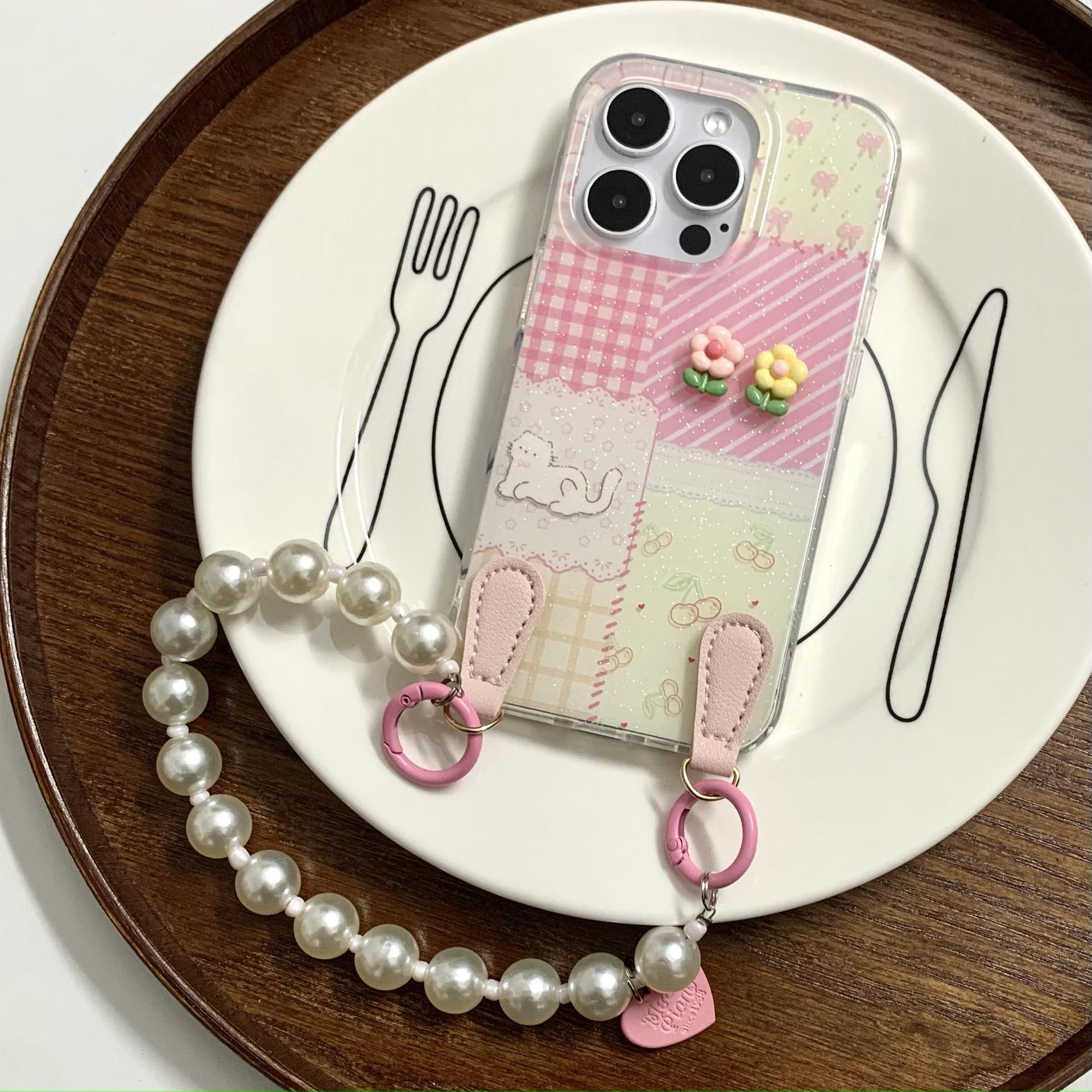 Chica ins empalme flor tridimensional a cuadros para iphone16ProMax/15 funda para teléfono móvil Apple 13 nuevo 14