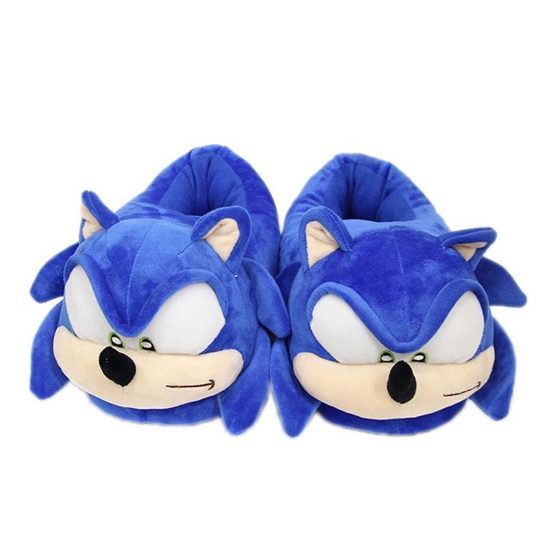 Cotton Shoes Ultrasonic Mouse Hedgehog Sony Plush Cartoon Slippers Anime Peripheral Boys and Girls Home Warm Bag and Cotton Slippers