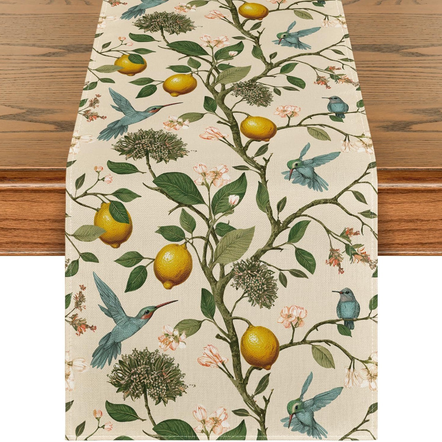 Primavera y verano venta en caliente bandejas de mesa transfronterizas frescas flores pastílicas imitación de tela de mesa de lino girasoles verde bandejas de mesa de hoja