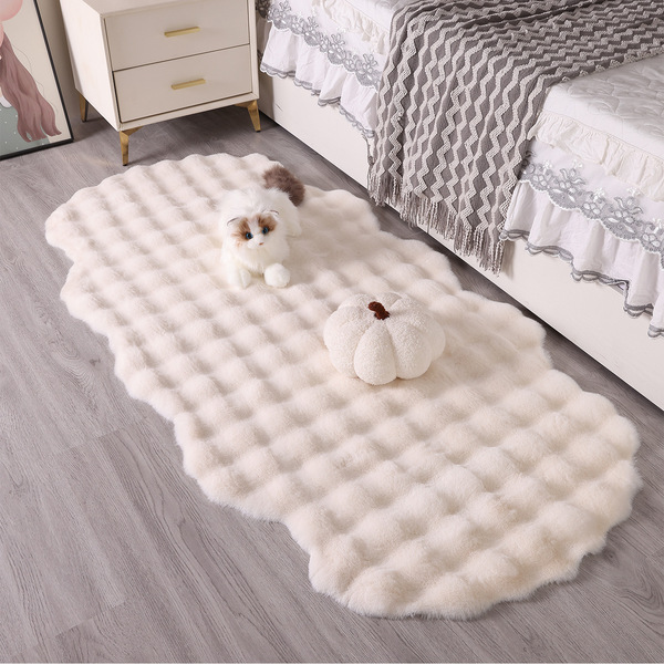 Bubble Velvet Bedroom Carpet Thickened Irregular High-End Living Room Special-Shaped Bedside Cloakroom Cream Style Bay Window Floor Mat