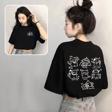 卡通黑色纯棉短袖t恤女2026新款爆款夏季超火小众不撞款上衣体恤