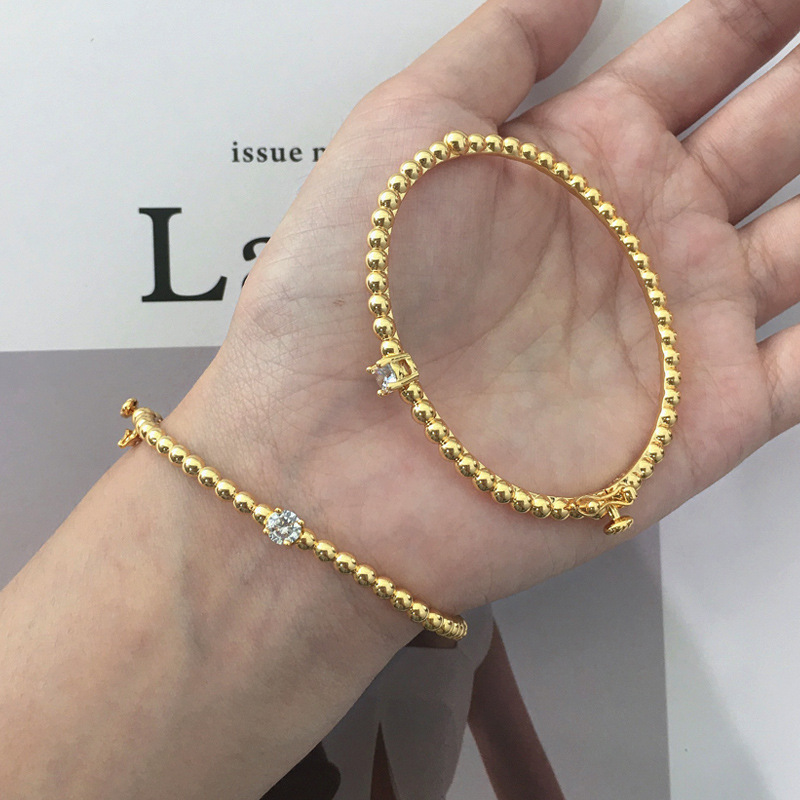 Vanjia Kaleidoscope Bracelet Plated with 18K Gold Wide and Narrow Version Full of Diamonds Fashionable High-End Jewelry Cnc Precision Version Dropshipping