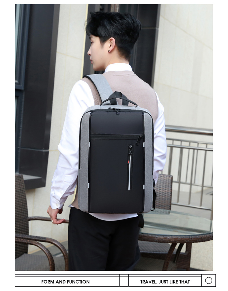 New large-capacity business commuting backpack, simple solid-color casual backpack, Oxford cloth portable computer schoolbag undefined