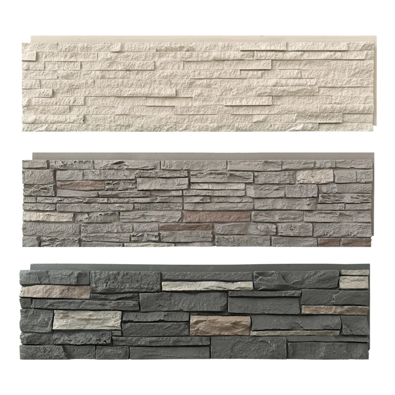 PU pequeña villa de roca patio interior y exterior pared de fondo piedra simulada azulejos de pared exterior tiras de ladrillo cultural ligero roca
