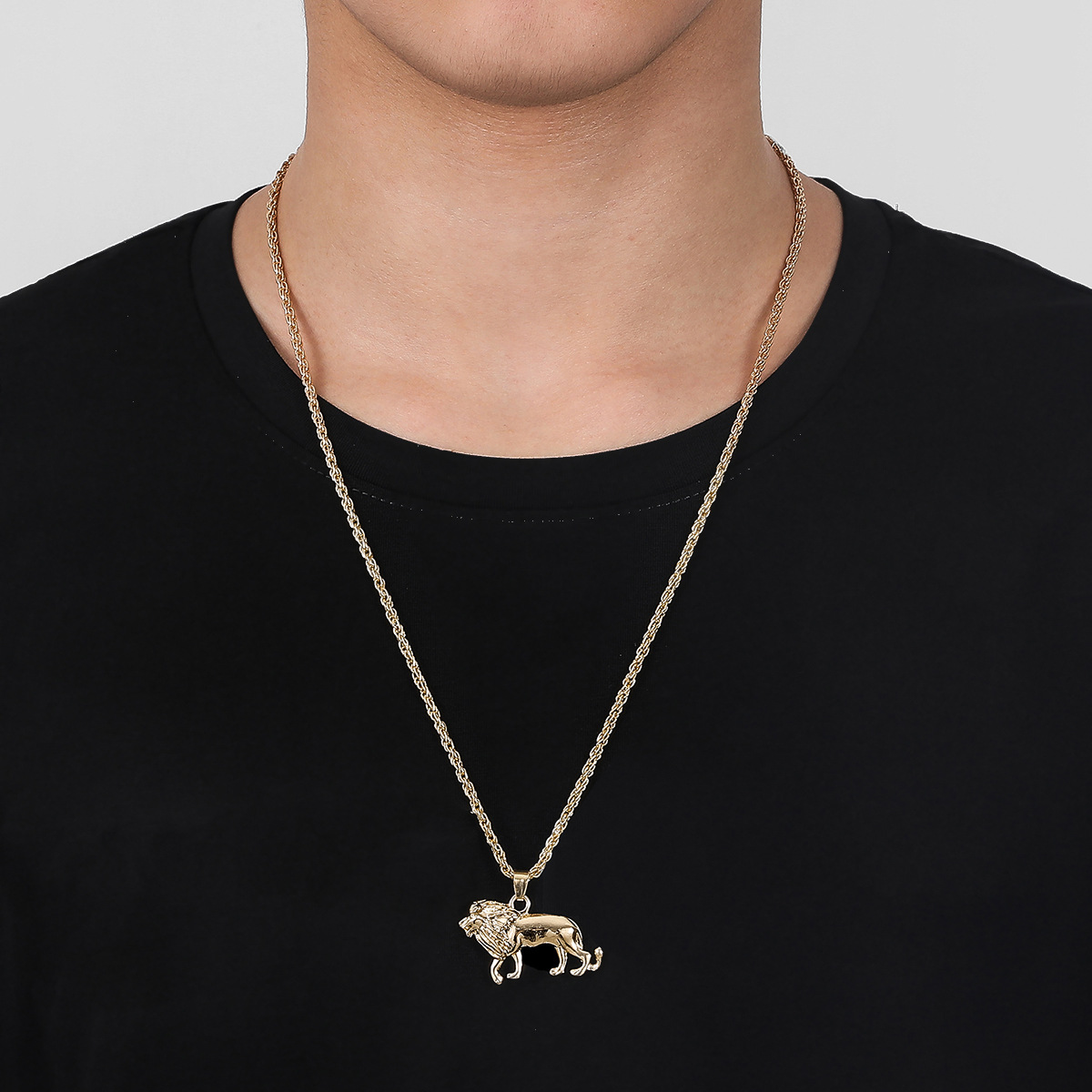 Mode Lion Alliage Lumineux Placage Incrustation Strass Hommes Pendentif Collier 1 Pièce display picture 3