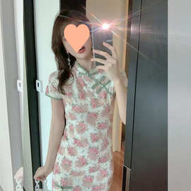 中国风改良版旗袍连衣裙新款少女感夏季气质裙子小个子碎花裙