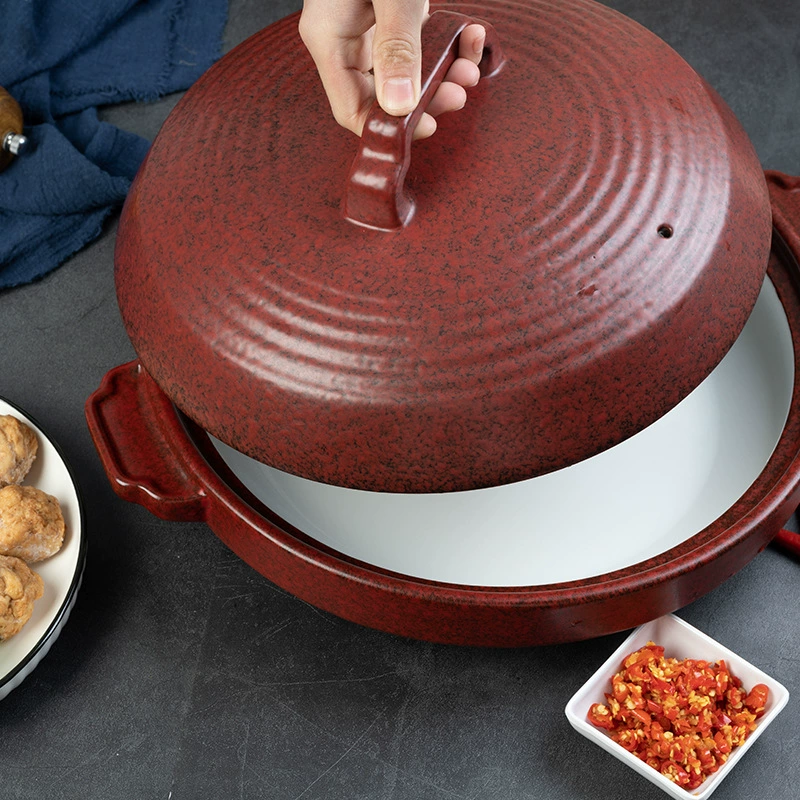 Высококлассный горшок для отелей, частная кухня, духовка, красный кухонный горшок высокой термостойкости, керамический, крышкой, японский стиль