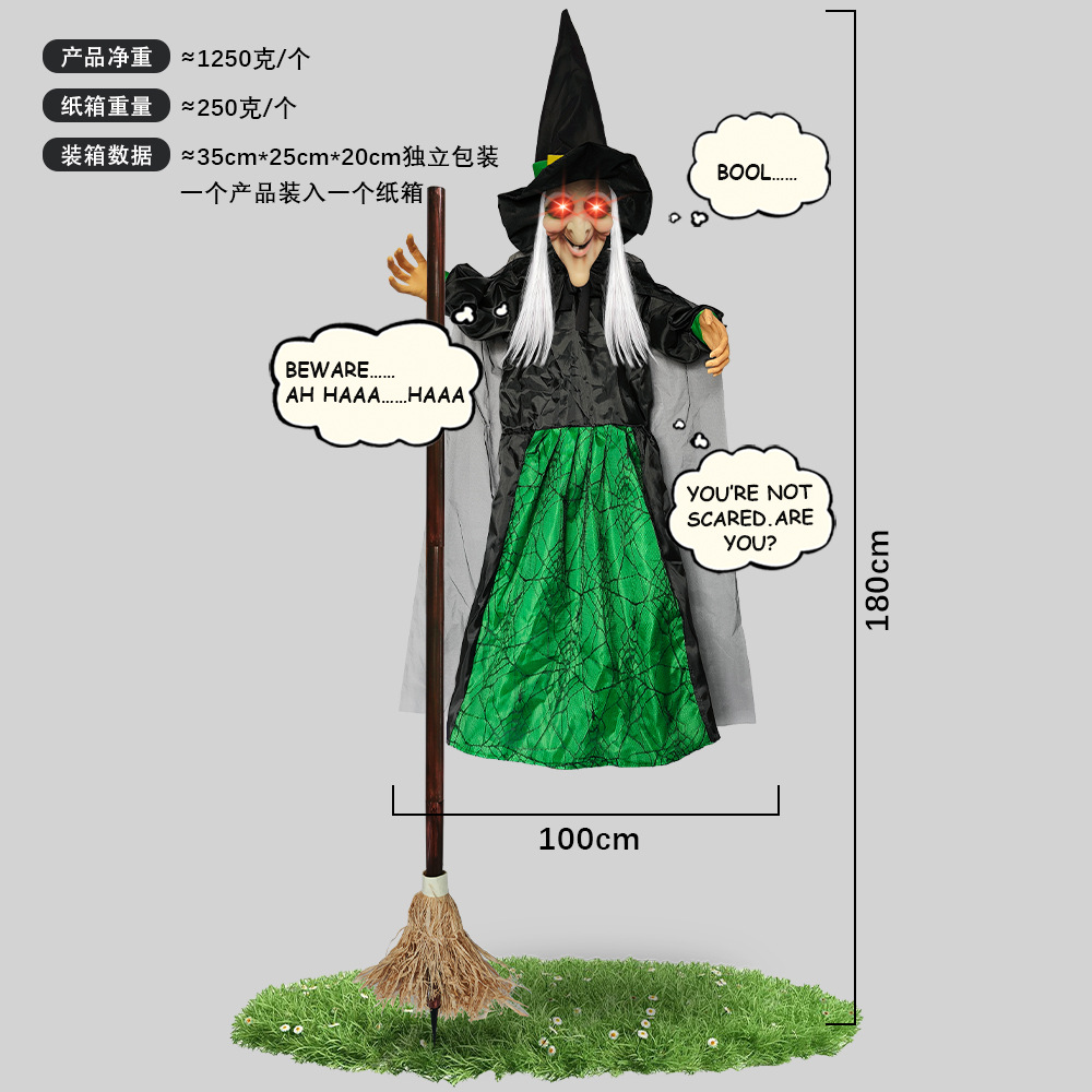 Muñeca Fantasma Colgante con Voz Activada, Brillante y que Grita, para Decoración de Halloween, Casa Embrujada, Escape Room, Serie Bruja