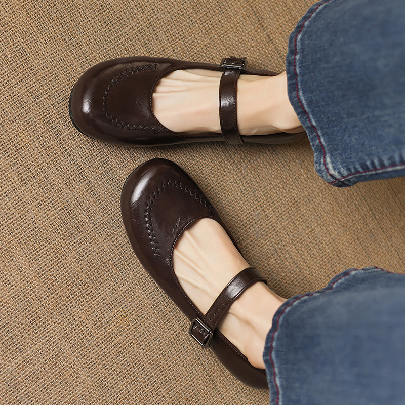 Super Soft and Cute Retro College-Style Mary Jane Flat Shoes with Round Toe, Small Leather Shoes, 2026 New Model, Large Size Super Soft and Cute Retro College-Style Mary Jane Flat Shoes with Round Toe, Small Leather Shoes, 2026 New Model, Large Size