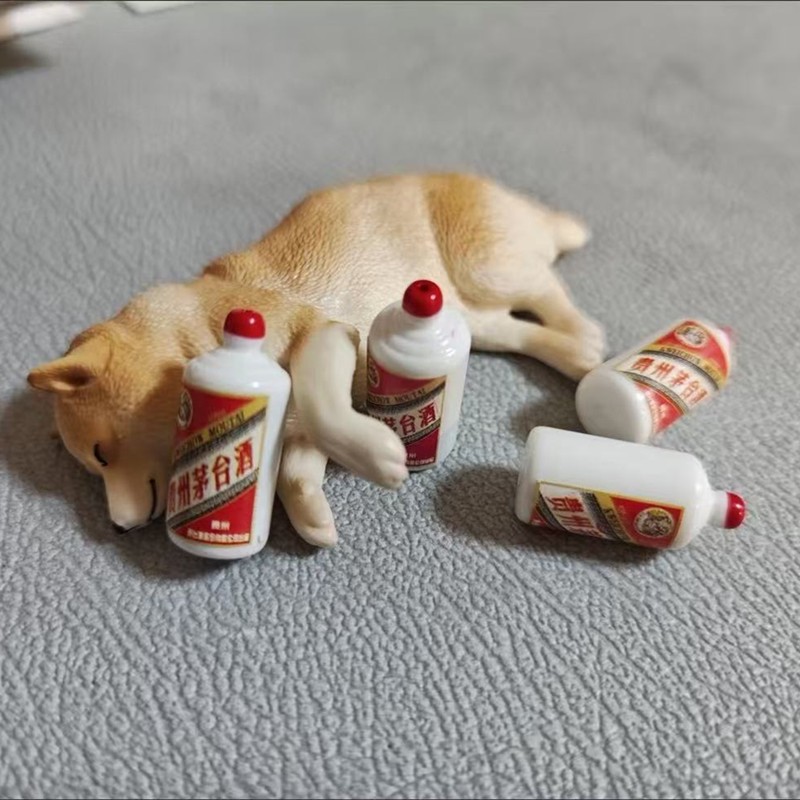 Car Interior Decoration: Personalized, Cute, and Therapeutic Realistic Drunk Shiba Inu Puppy Figurine for Car Dashboard, Popular Decoration
