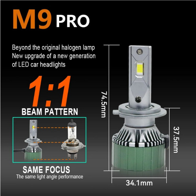 Best-Selling Model M9Pro Car Led Headlights 120W High-Power Single Copper Tube Modified H4 High and Low Beam Integrated Car Lights