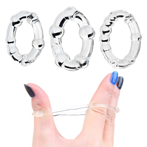 Crystal bead lock semen ring penis ring cock ring transparent three-color ring adult sex toys cross-border supply