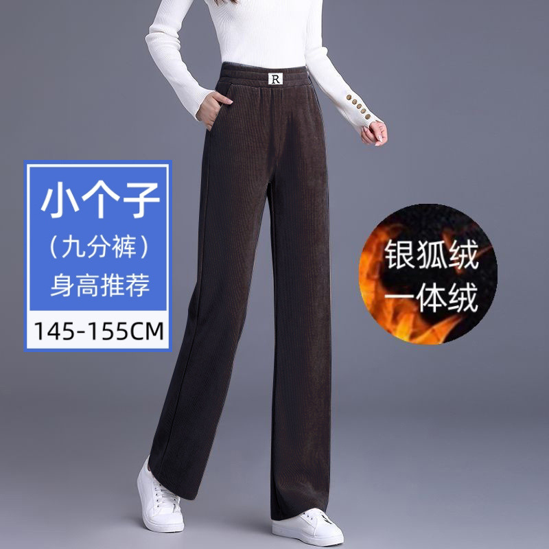 Dark brown nine-point pants [velvet style]