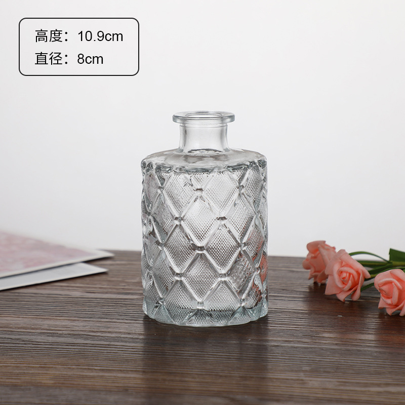 Estilo Europeo Retro Luz de lujo de cristal alivio pequeño florero de agua transparente florero decoración del hogar mini florero