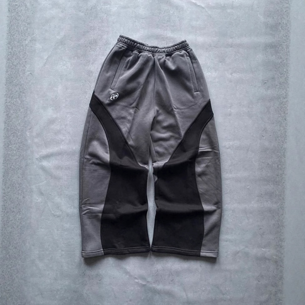 Pantalones deportivos estilo americano de AliExpress, estilo retro con bloques de color, rectos, holgados, casuales y de pierna ancha.