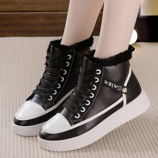 Brand Cotton Shoes New Winter Fleece-lined Thickened Large Cotton Student All-match High-top Women's Shoes Warm Shoes Student Women's Northeast