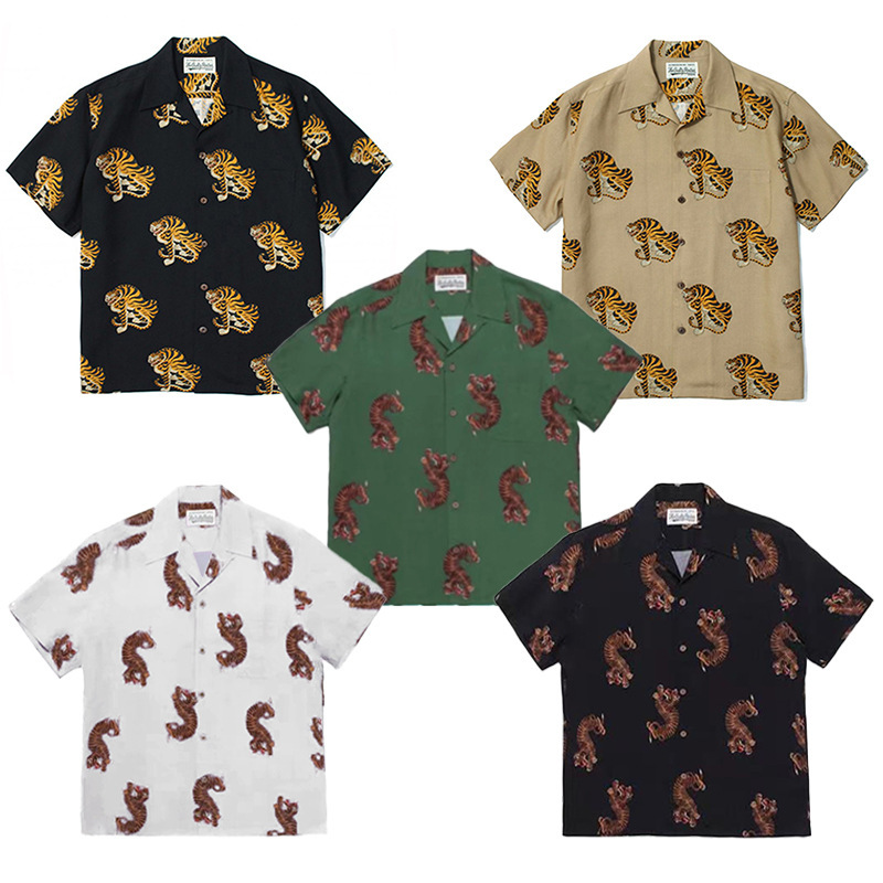 GUILTYPARTIES TIGER 18FW E-WMS-HI02 Ukiyo-e Tiger Hawaiian Short Sleeve Shirt GUILTYPARTIES TIGER 18FW E-WMS-HI02 Ukiyo-e Tiger Hawaiian Short Sleeve Shirt