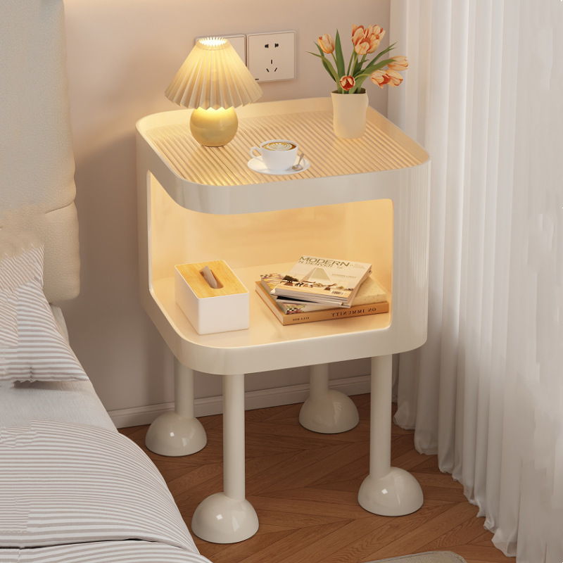 Cute Cream Style Bedside Table with Lamp for Home Bedroom Bedside Cabinet Storage Shelf Small Coffee Table Simple Side Table Cute Cream Style Bedside Table with Lamp for Home Bedroom Bedside Cabinet Storage Shelf Small Coffee Table Simple Side Table