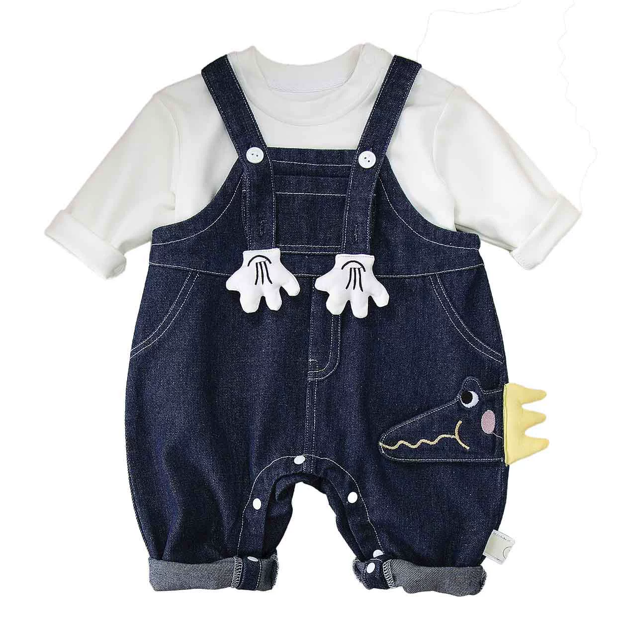 Джинсовые подтяжки для новорожденных, динозавр для мальчиков и девочек, набор