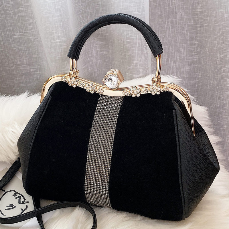 Cross-Border New Women's Handbag with Diamonds, Versatile High-End Crossbody Bag, Atmospheric Shoulder Clip Bag, Women's Bag
