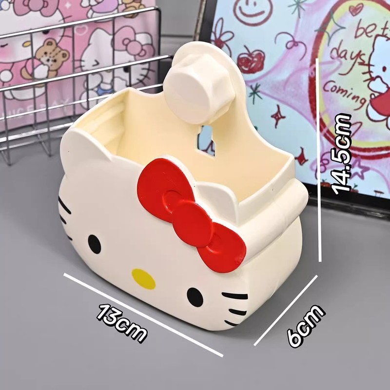 かわいい漫画 KT 猫シリーズ タイル壁釘なし化粧品収納ラック歯磨き粉歯ブラシ壁収納ボックス|undefined