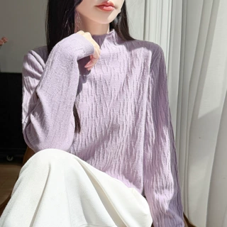 欧货慵懒风半高领毛衣女秋冬内搭洋气修身针织打底衫长袖上衣T恤