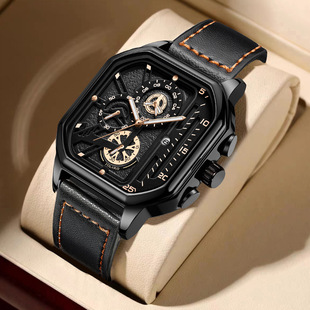 Square swiss watch, fashionable men's watch, dial, Switzerland