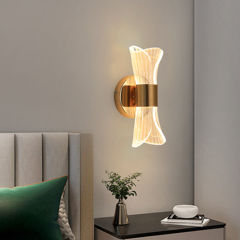 lámpara de pared nórdica LED lámpara de dormitorio moderna minimalista creativa escalera lámpara de pasillo fluorescente ambiente sala de estar lámpara de cabecera