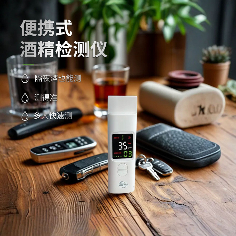 酒精检测仪迷你款便携式吹气式充电个人用高精度酒精测试仪