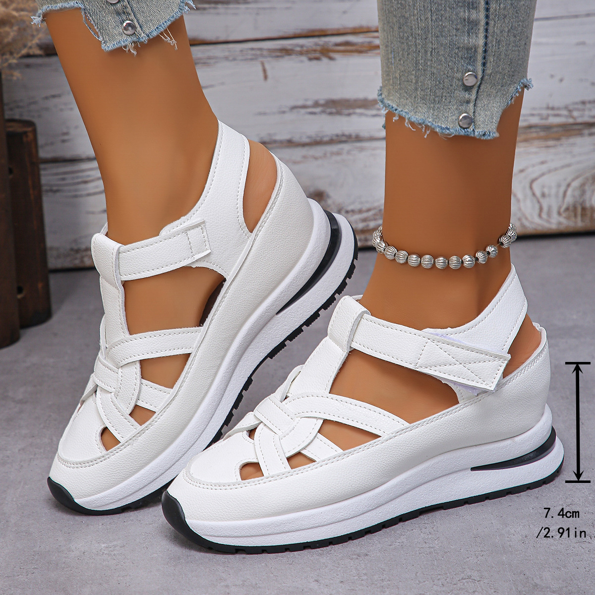 breathable solid color fashionable sports sandals platform with…