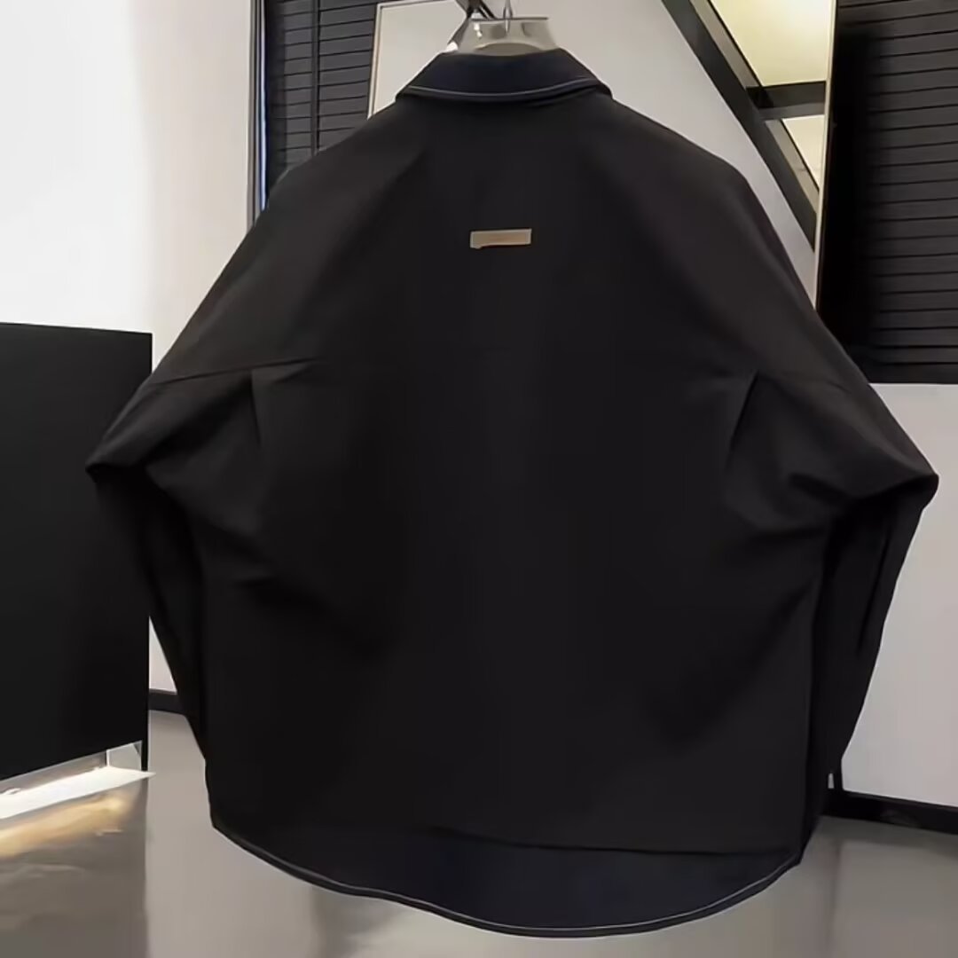 1 2024 Autumn Winter New Wide Version Two-Piece Trendy Casual Versatile Men's Loose Denim Patchwork Jacket_voghion.com