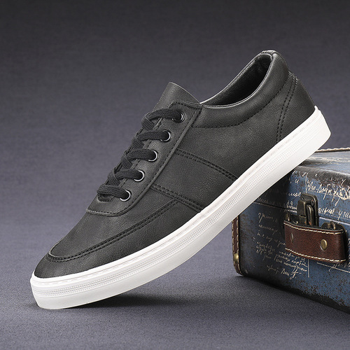 2024 spring new men's leather shoes, low-top lace-up soft sole shoes, breathable, fashionable, versatile casual shoes, simple men's shoes