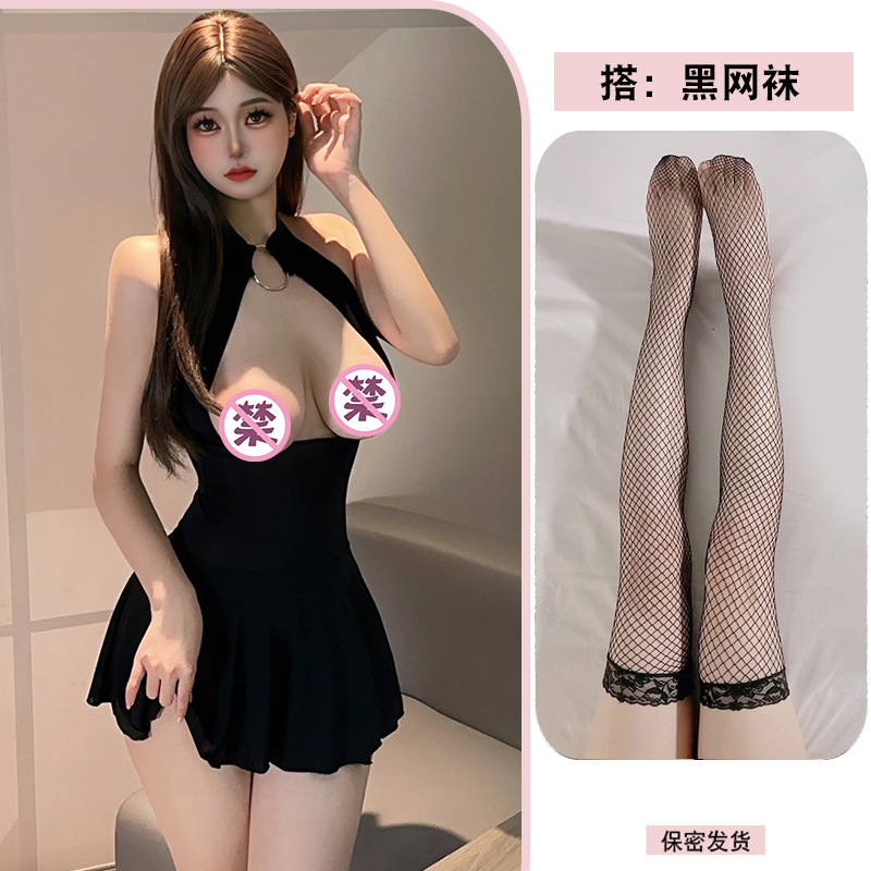 블랙 + 블랙 망사 스타킹