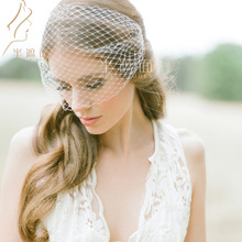 欧美复古遮脸网纱发夹大目网面纱头饰手工制作发饰白色写真发卡黑