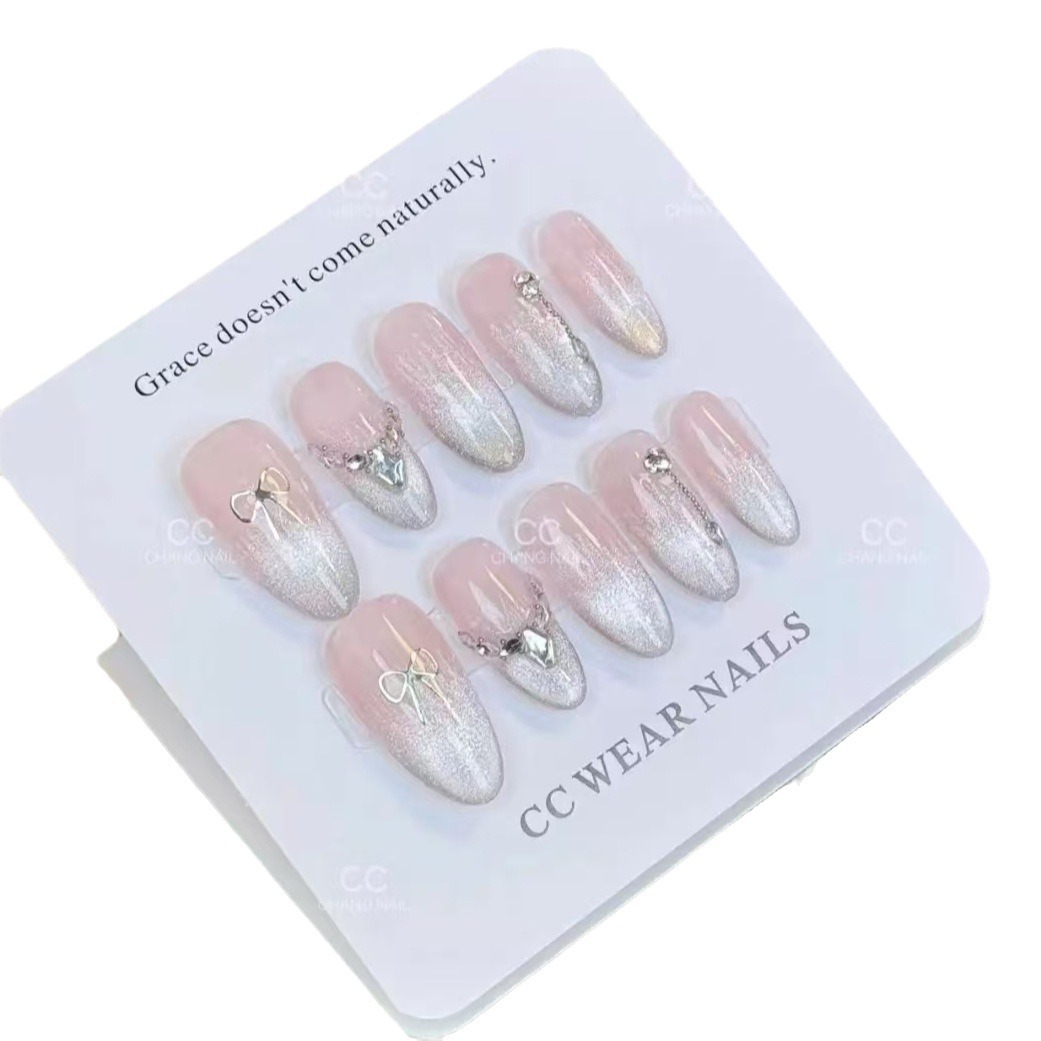 Yiyi baila luz brillante brillante (óvalo medio) armadura de vestir hecha a mano sirena ojo de gato manicura larga de estilo europeo y americano