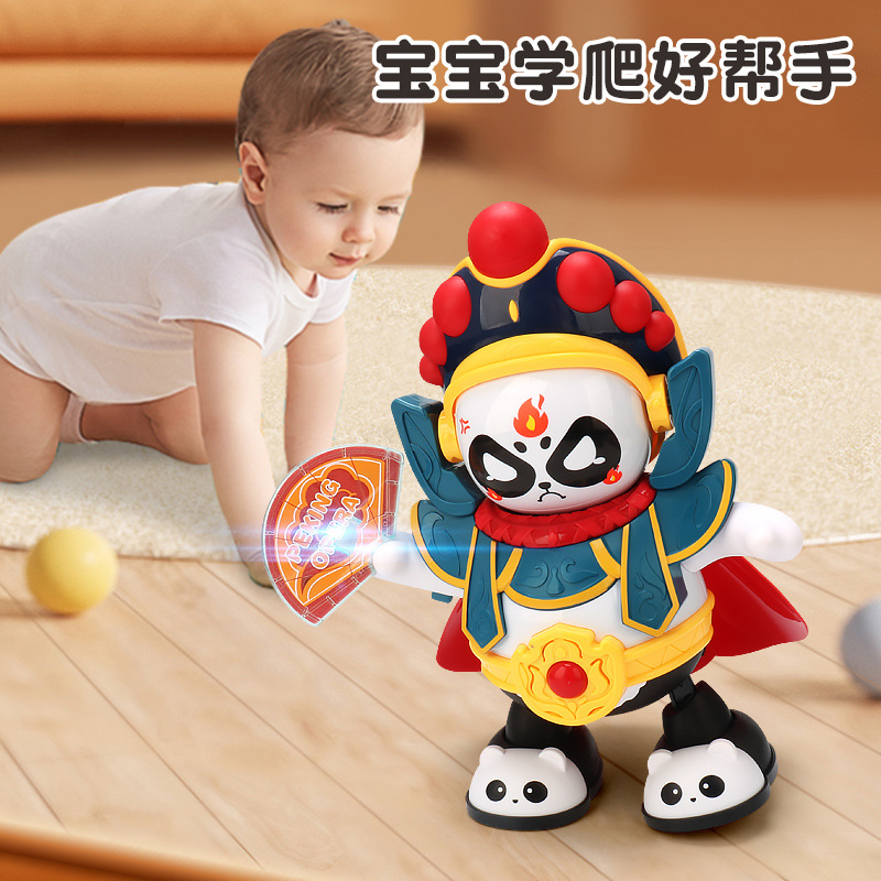 El cambio de cara eléctrico panda ópera de Sichuan muñeca música luz juguetes automáticos de cambio de cara robot de baile puzzle para niños