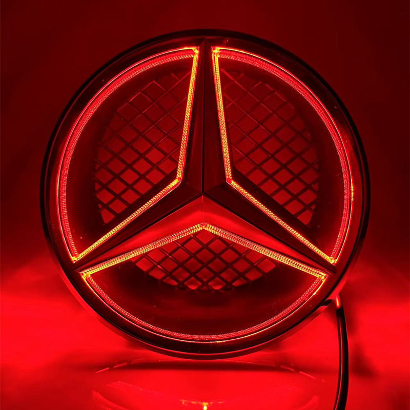 Suitable for Mercedes-Benz modified luminous LED middle net car logo A B C E GLK ML grade solid with light original car logo